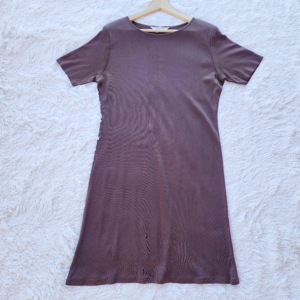 Exclusively Misook Chocolate Brown Knit Sheath Dress‎